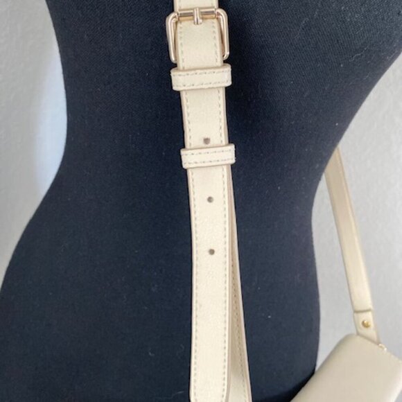 SPARTINA 449 Leather Round Crossbody Bag Purse Cream & Gold - Picture 5 of 15